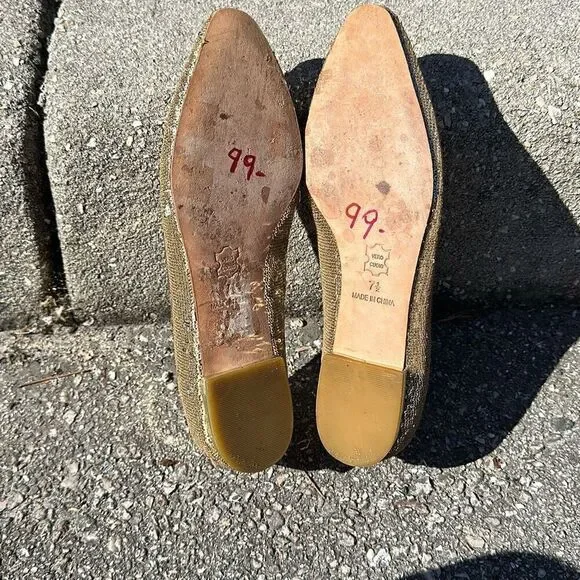 Talbots Gold Bling Slip-on Flats Size 7 1/2 - Picture 8 of 9